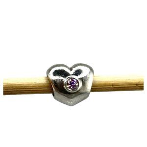 Authentic Pandora Sterling Silver Pink CZ Heart Bead 790134PCZ